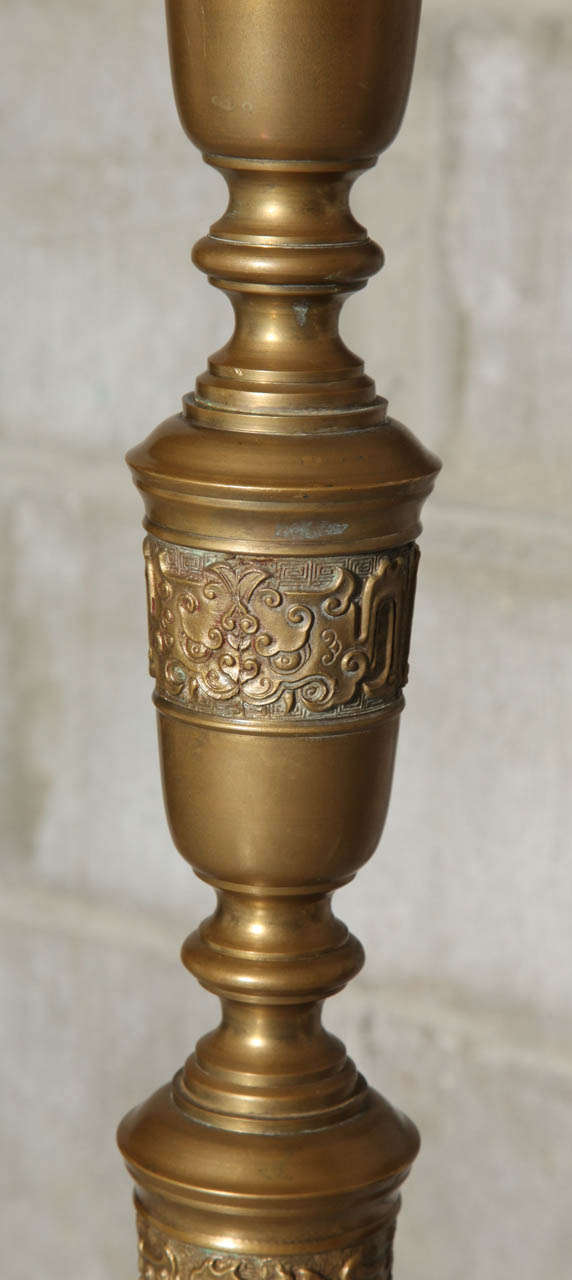 Embossed Antique Brass Floor Lamp 2
