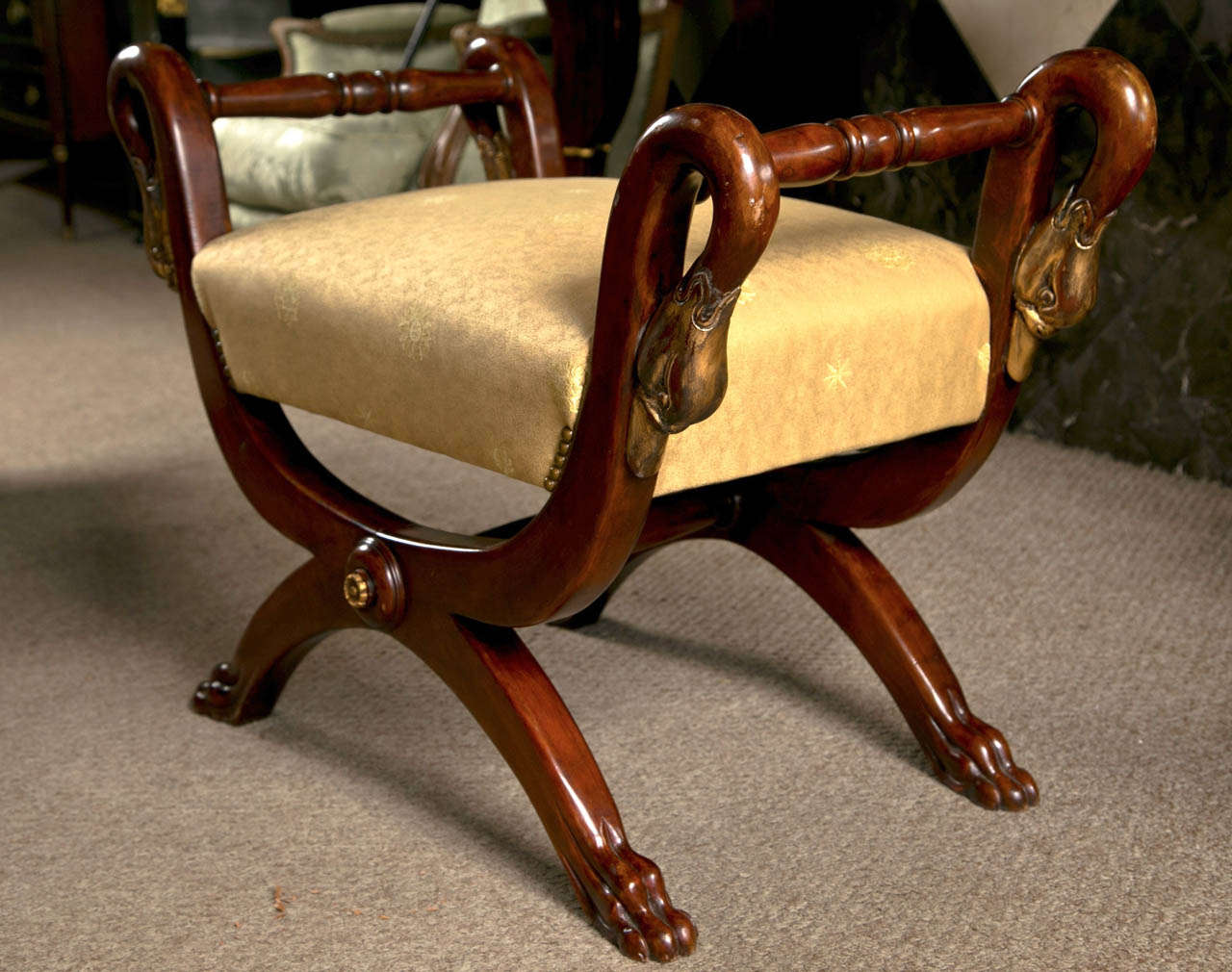 Pair of French Neoclassical Style Walnut Benches 3