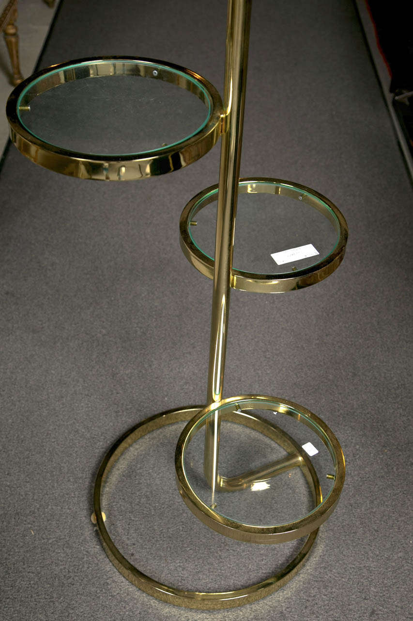 American Mid Century Modern Brass Etagere Pedestal