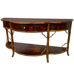 Chinoiserie Style Faux Bamboo Console Table