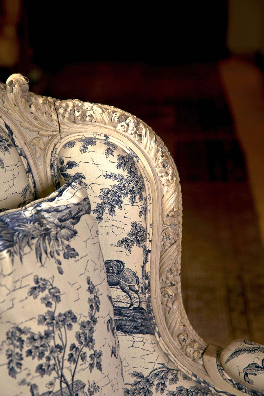 Louis XVI 19th C. Antique French Wingback Bergere Chair