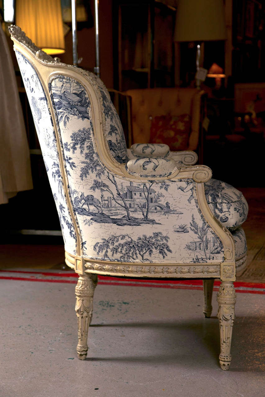 19th Century 19th C. Antique French Wingback Bergere Chair