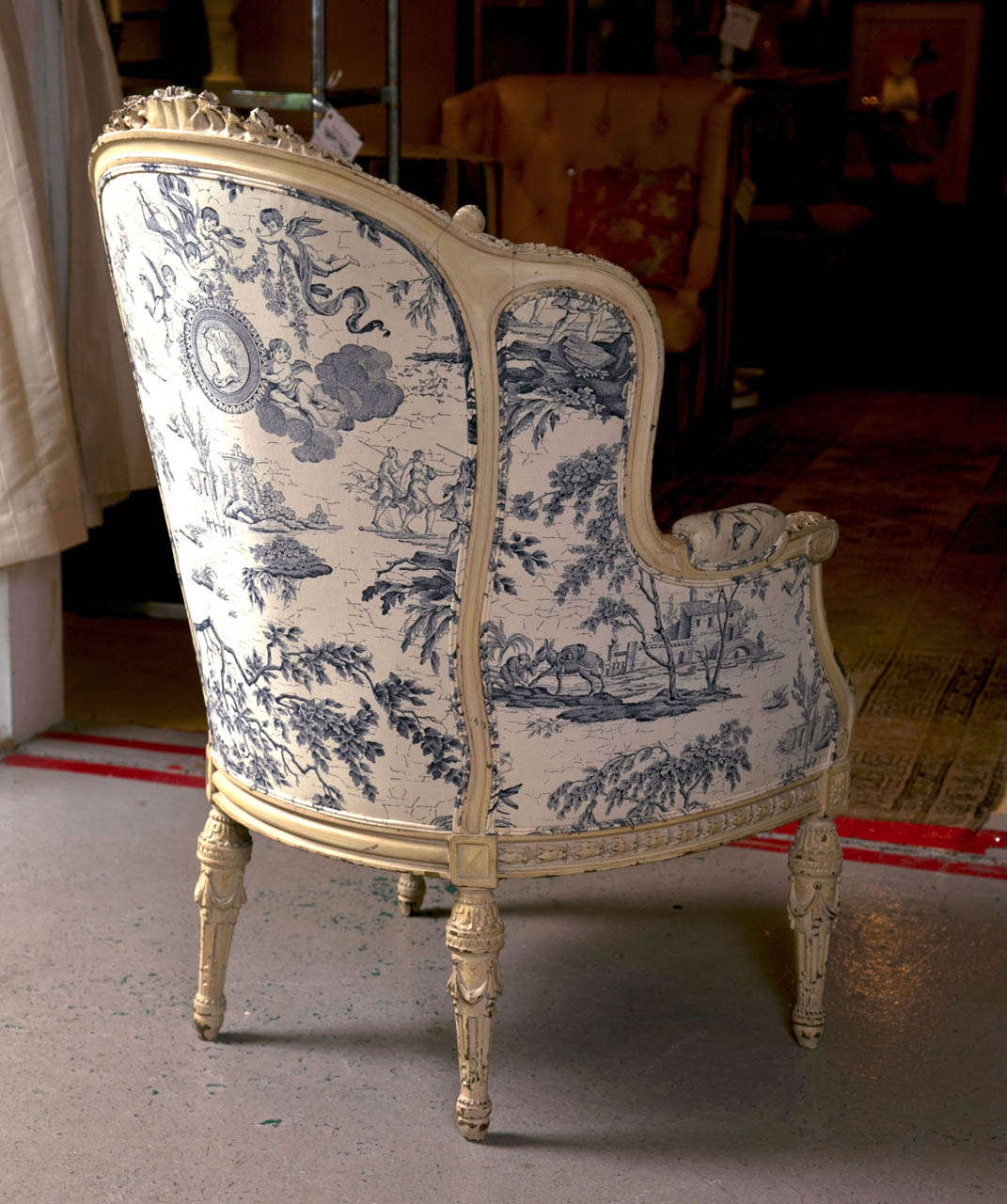 19th C. Antique French Wingback Bergere Chair 1
