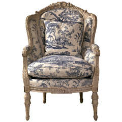 19th C. Antique French Wingback Bergere Chair