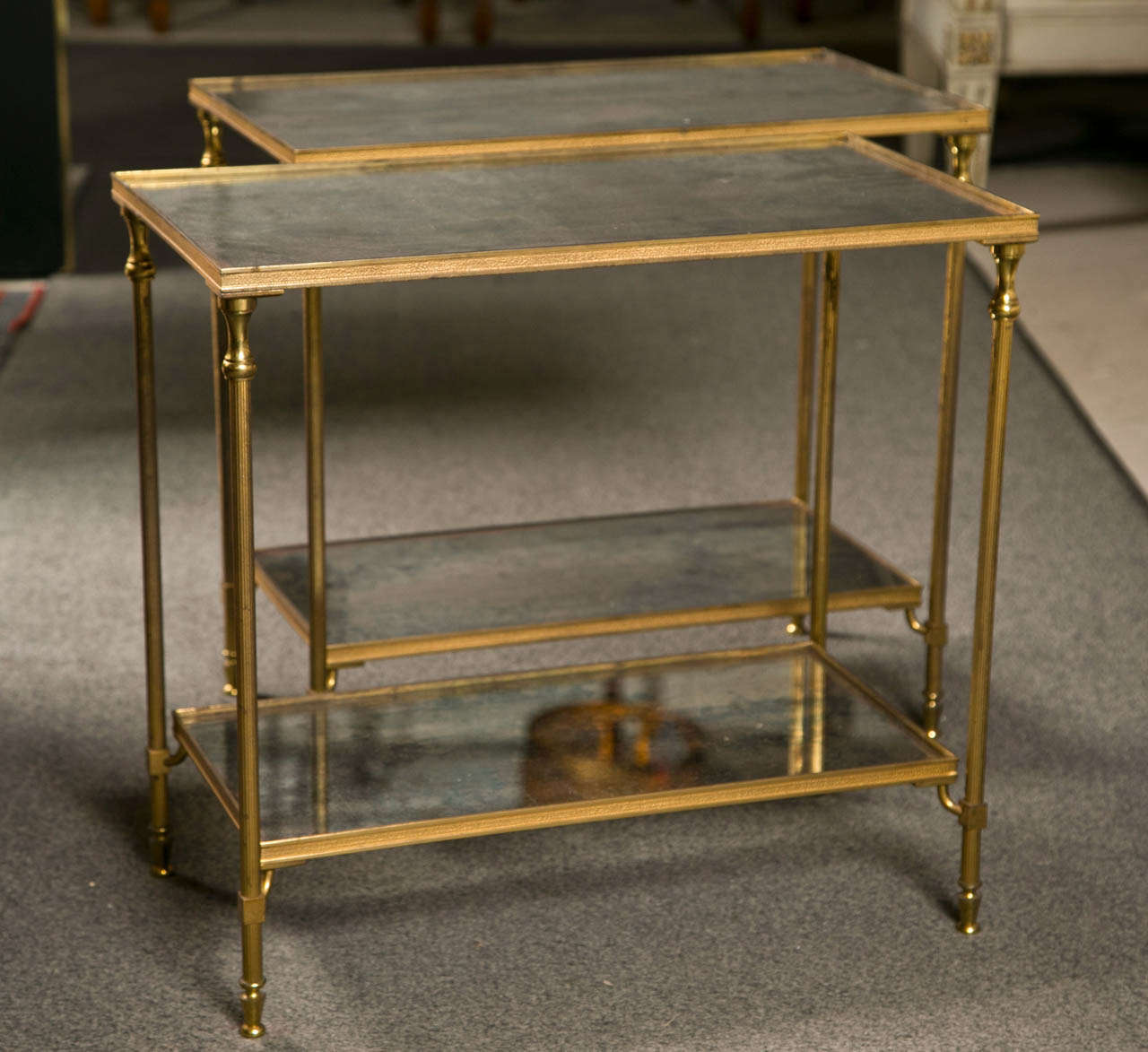 Pair of French Directoire Style Brass End Tables