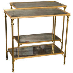 Pair of French Directoire Style Brass End Tables