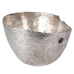 Linda Lee Johnson Organic Shaped Sculpted Silver "Vessel XII" bird bowl c. 2004