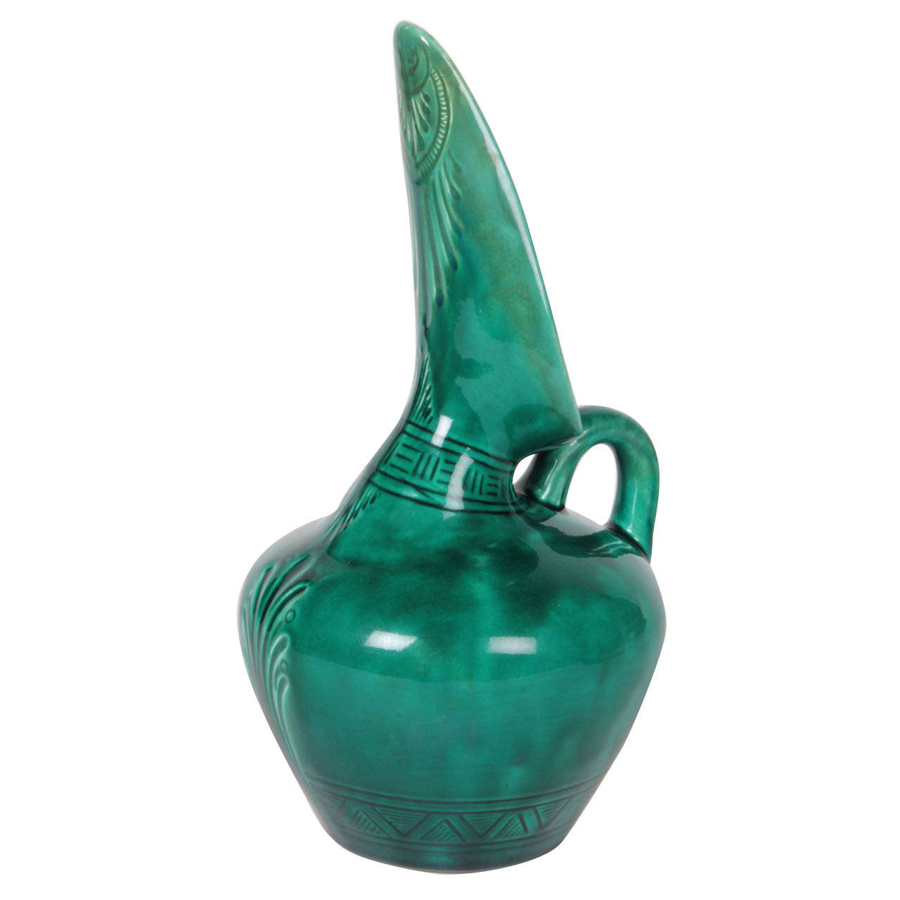 Christopher Dresser, Linthorpe Art Pottery Aesthetic Movement Pitcher, 1879-1882 For Sale