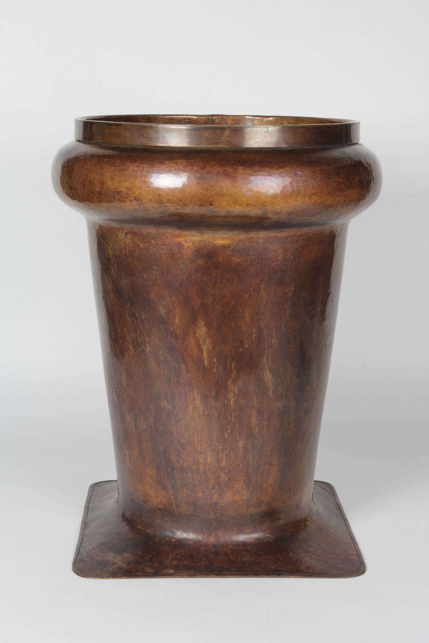 Arts and Crafts Harry St. John Dixon attributed American Arts & Crafts Handwrought Copper Floor Vase circa 1920 For Sale