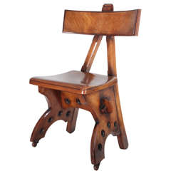 Antique Edward Welby Pugin "Granville" early Arts & Crafts walnut chair c. 1870