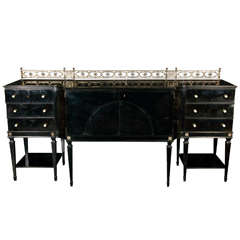 Black Lacquer 1940's Dining Room Buffet