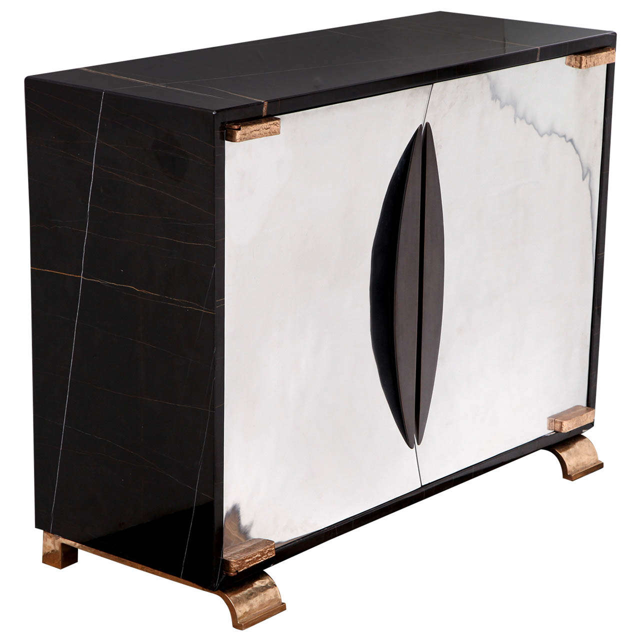 "Shield" Noir Doré Marble Cabinet by Achille Salvagni