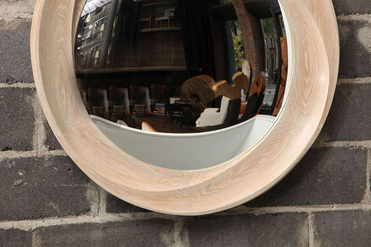 Contemporary Hand-Carved Limed Oak Wall Mirror by Carol Egan