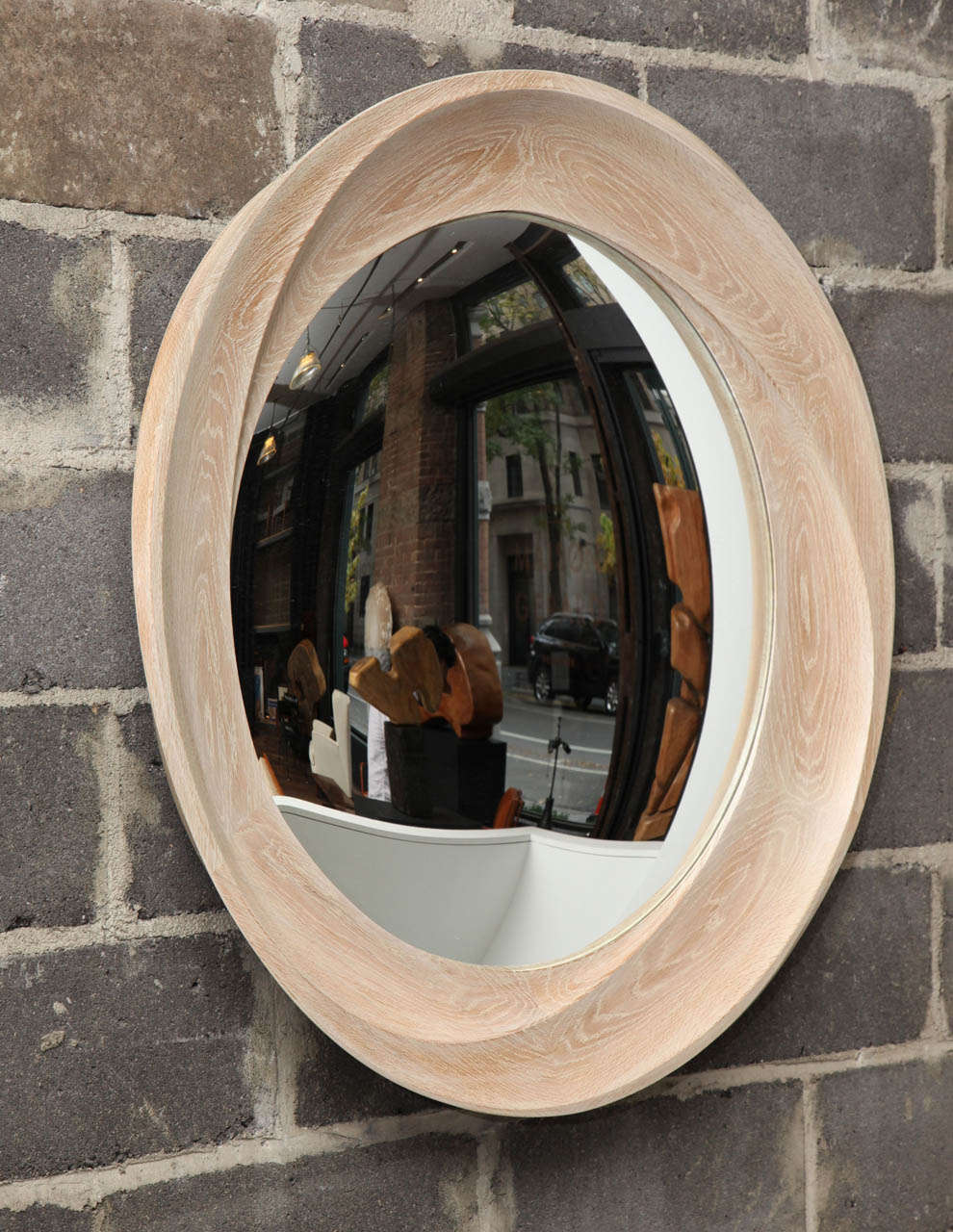 Hand-Carved Limed Oak Wall Mirror by Carol Egan 1