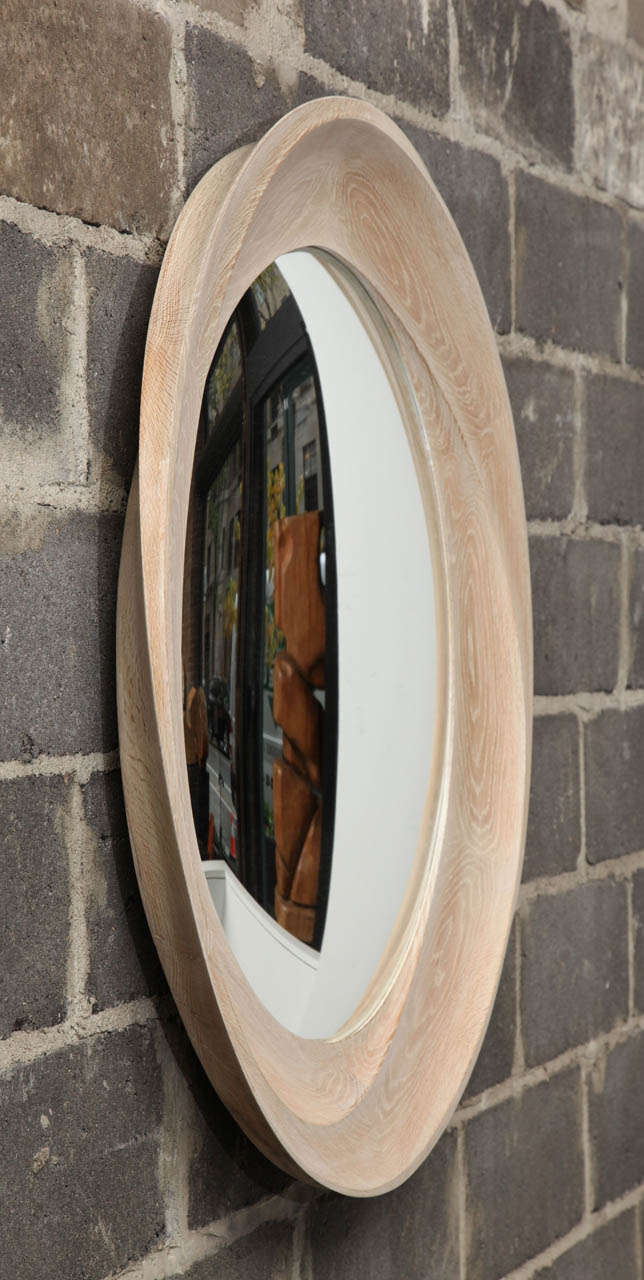 Hand-Carved Limed Oak Wall Mirror by Carol Egan 2