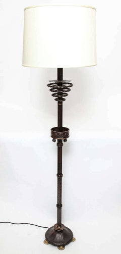 1920s Art Deco Patinated Bronze Floor Lamp