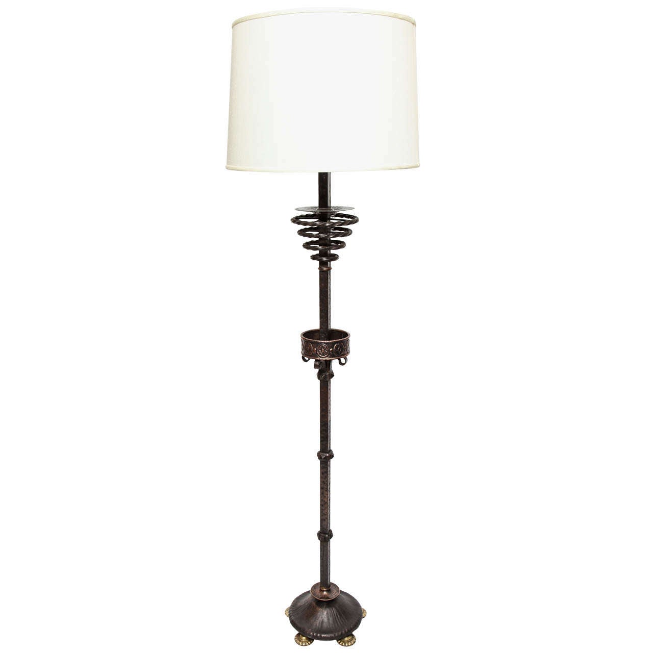 1920s Art Deco Patinated Bronze Floor Lamp For Sale