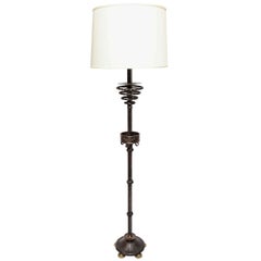 Antique 1920s Art Deco Patinated Bronze Floor Lamp