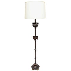 1920s Art Deco Patinated Bronze Floor Lamp