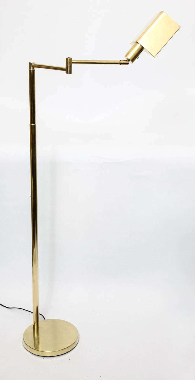 American 1960s Articulated Brass Floor Lamp Signed Koch & Lowy