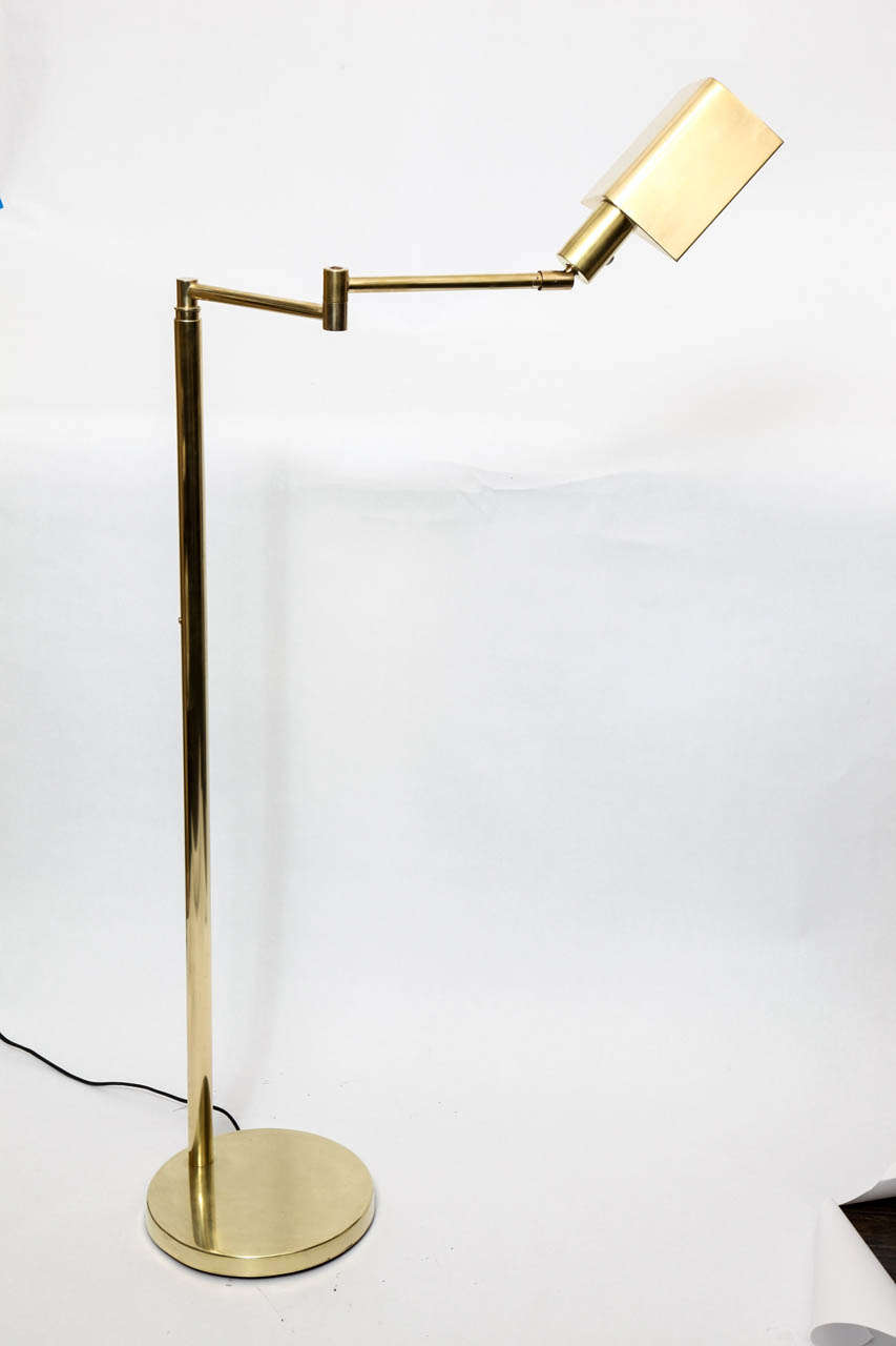 1960s Articulated Brass Floor Lamp Signed Koch & Lowy In Excellent Condition In New York, NY