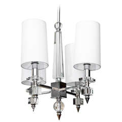 Classical Modern Glass Crystal and Nickel Ceiling Fixture 12