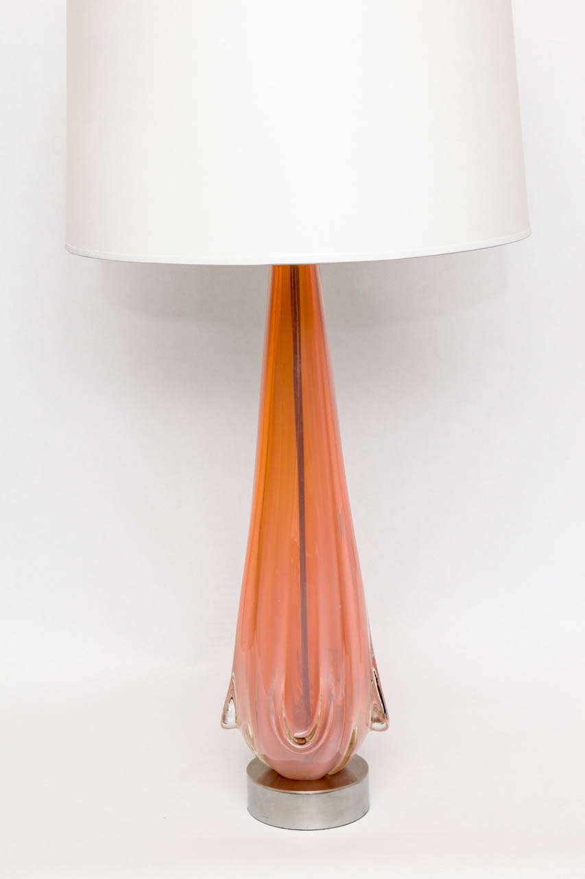 Mid-Century Modern Seguso 1950s Sculptural Murano Glass Lamp