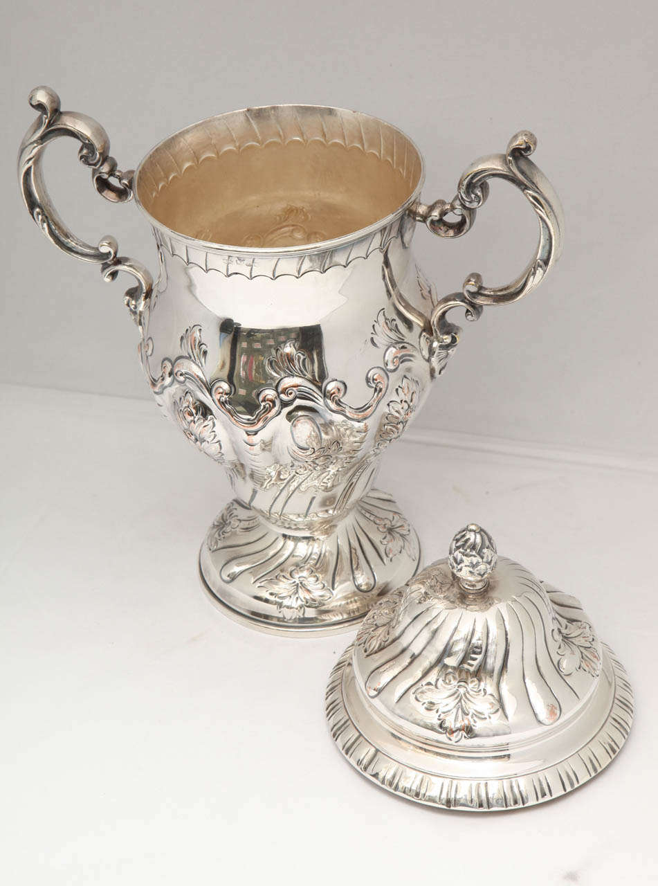 Silver Large Late Georgian Sheffield Plated Cup and Cover