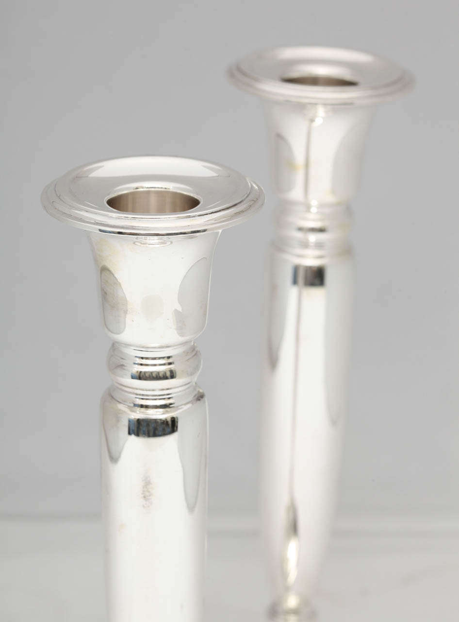 American Pair of Tall Tiffany Sterling Silver Candlesticks