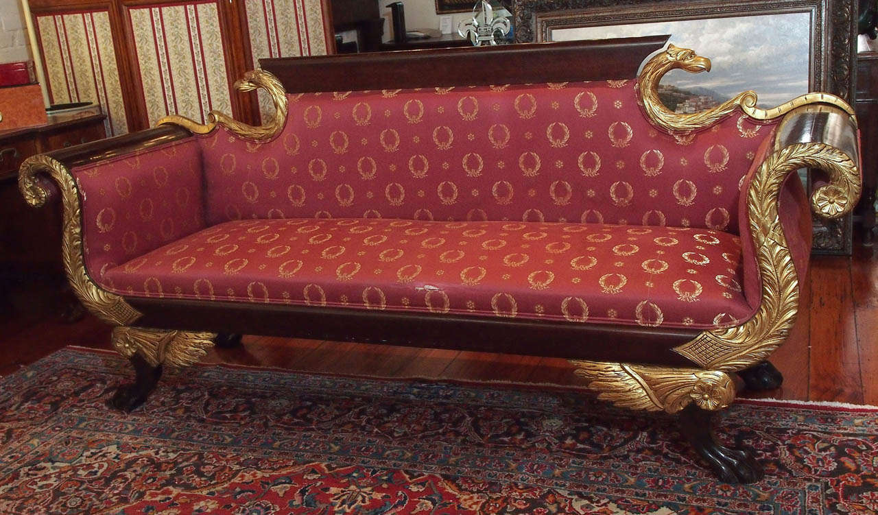 American Late Classical Revival Mahogany and Parcel-Gilt Sofa