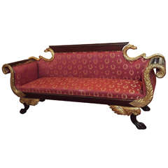 Antique American Late Classical Revival Mahogany and Parcel-Gilt Sofa