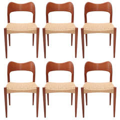 Set of Six Arne Hovmand-Olsen Dining Chairs