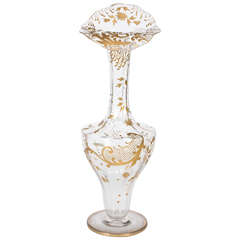 19th Century Moser Tall Ruffle-Top Vase Antique 19th Century Moser Tall Ruffle-Top Vase