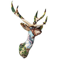 Vintage Needlepoint Deer Head