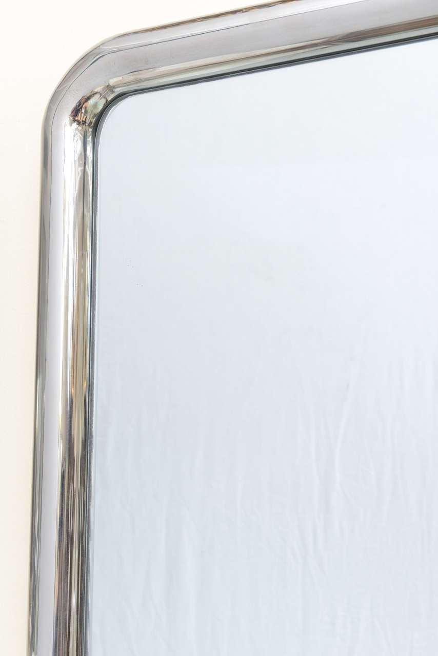 Polished Modernist Tubular Steel Mirror