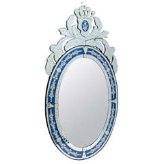 Vintage Blue and White Venetian Style Mirror