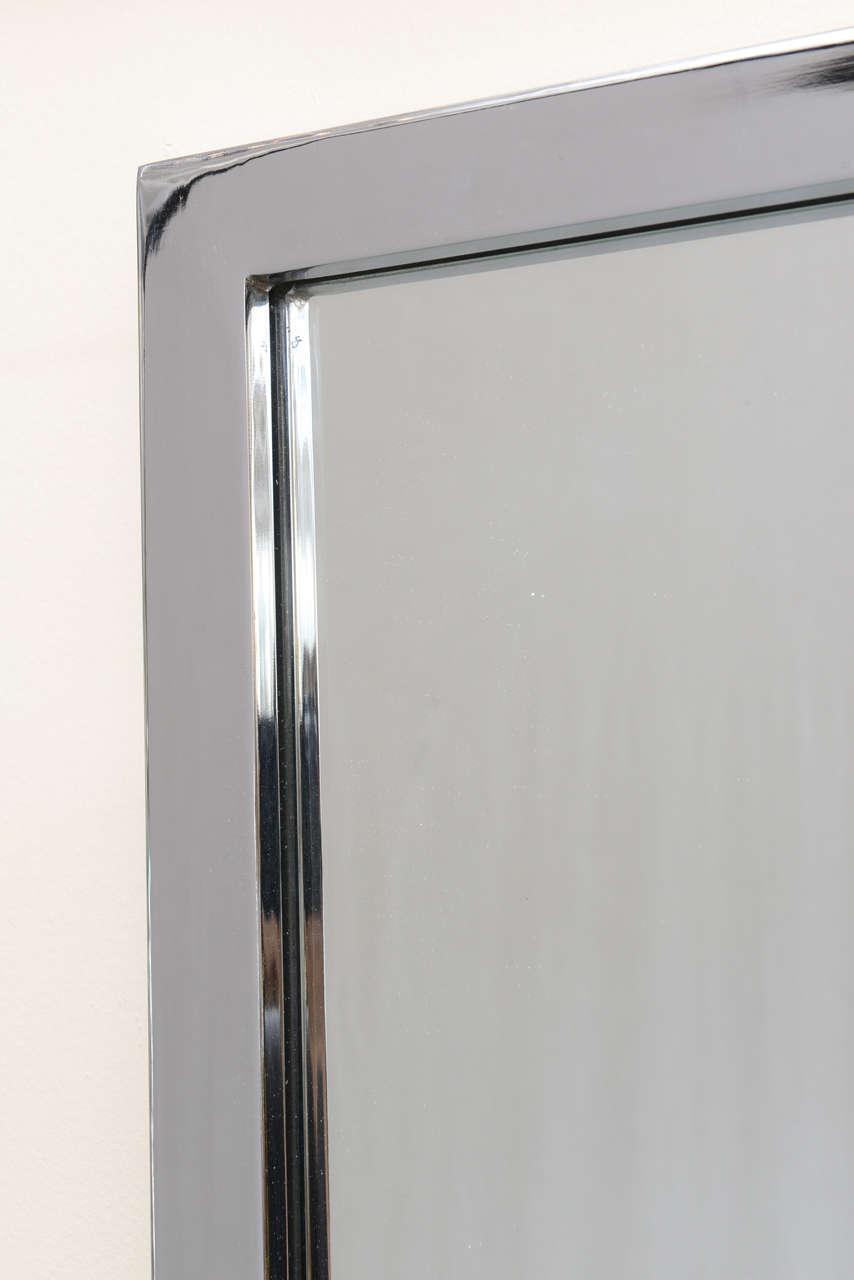 Plated Mid-Century Modern Chromed Wall Mirror