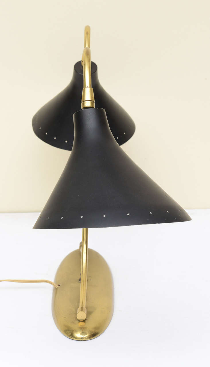 Mid-Century Modern Double Black Shade Laurel Lamp In Good Condition In Miami, FL