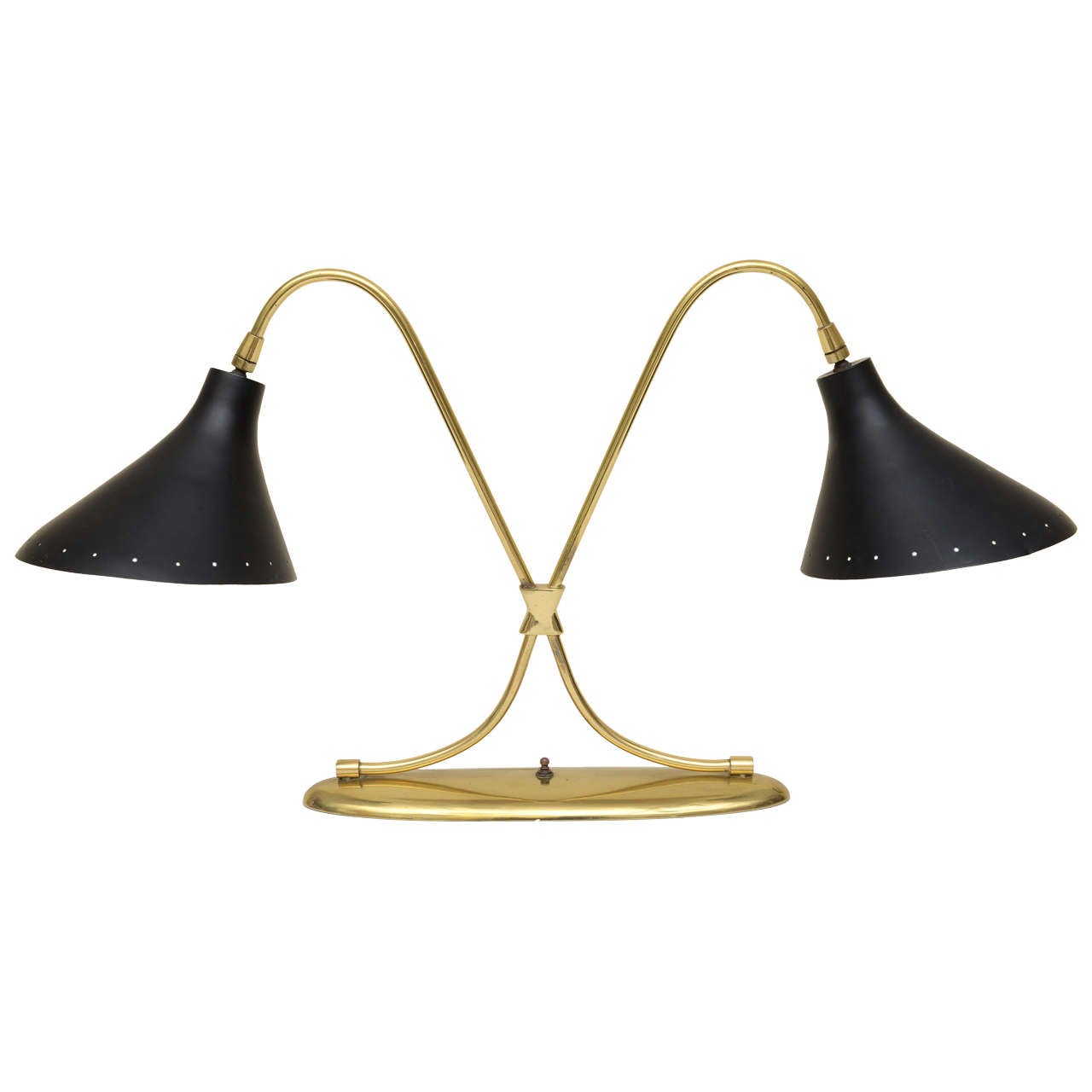 Mid-Century Modern Double Black Shade Laurel Lamp