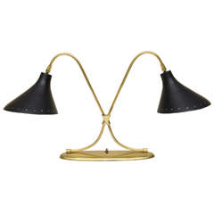Mid-Century Modern Double Black Shade Laurel Lamp