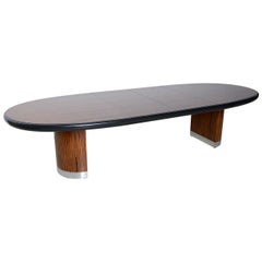 American Modern Zebrawood and Chrome Extension Dining Table by Vladimir Kagan