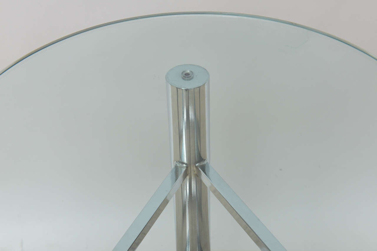 American Modern Polished Chrome and Glass Occasional Table For Sale 1