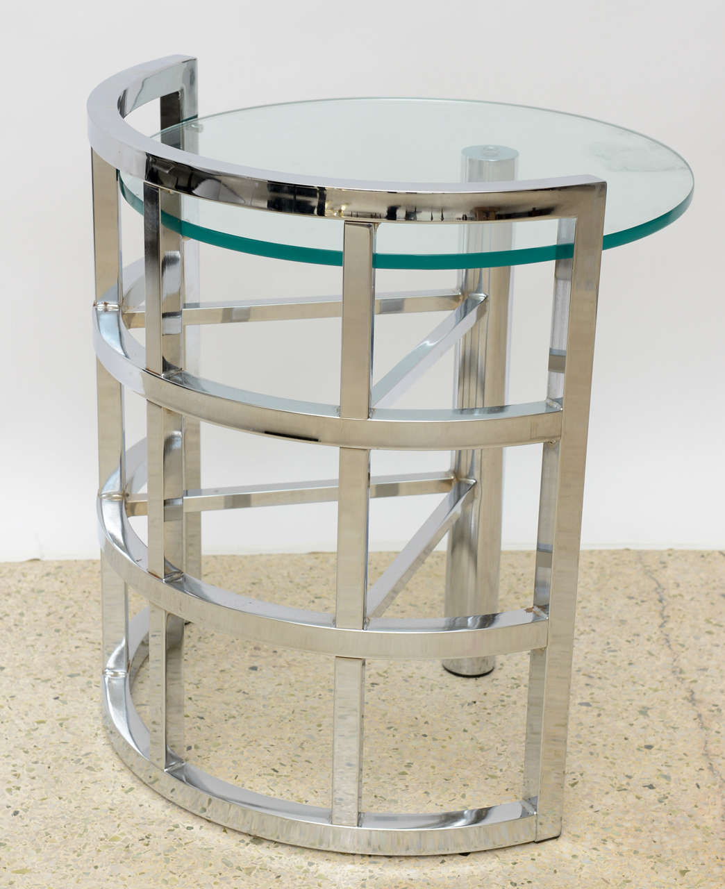 American Modern Polished Chrome and Glass Occasional Table For Sale 5