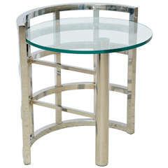 Vintage American Modern Polished Chrome and Glass Occasional Table