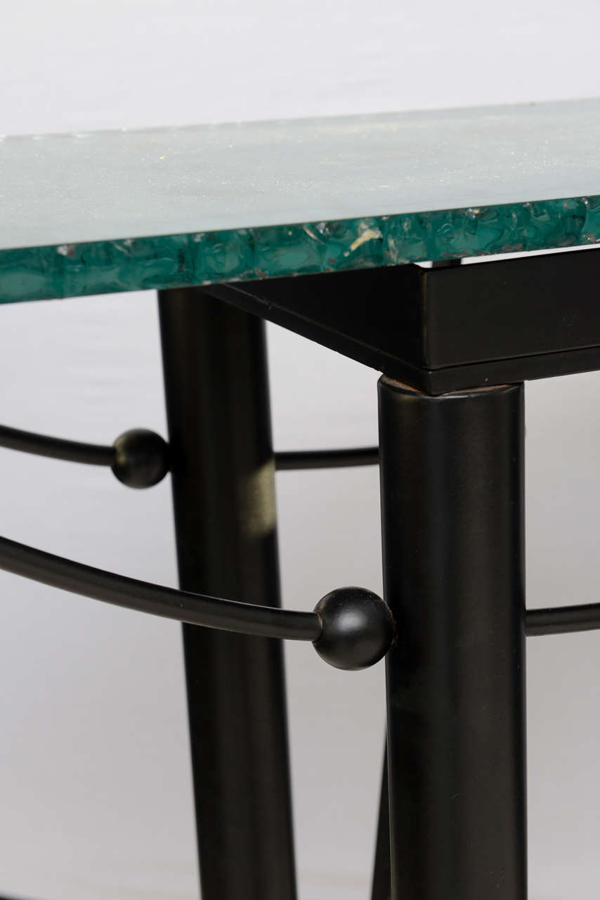 Table console moderne en fer et verre miroir, style Jean-Michel Wilmotte en vente 1