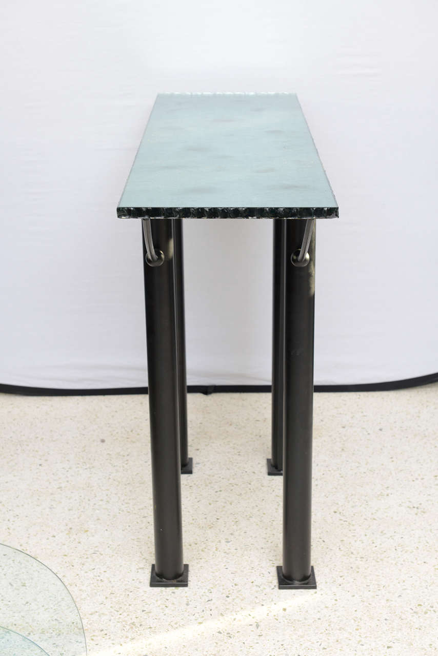 Table console moderne en fer et verre miroir, style Jean-Michel Wilmotte en vente 2