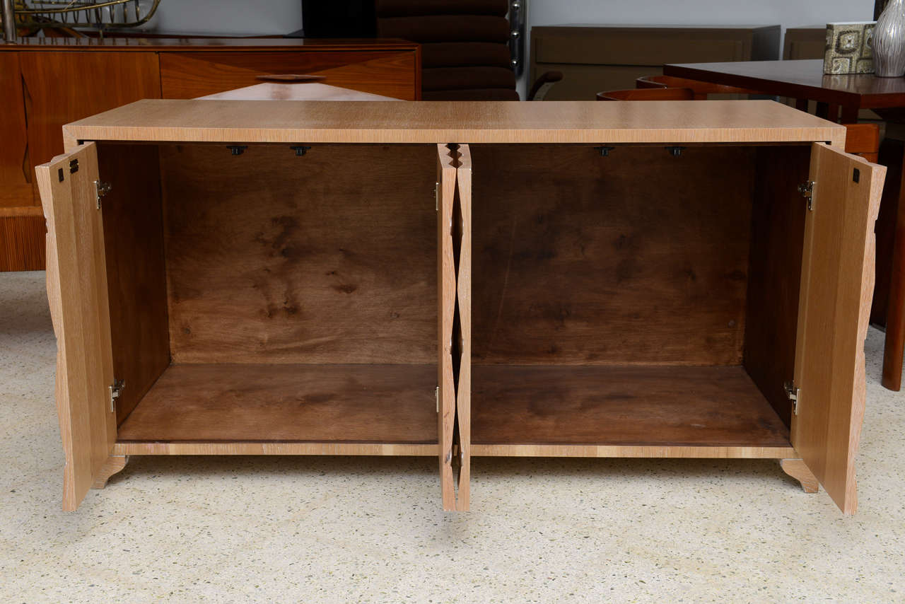 Mid-Century Modern Cerused Oak Four-Door Buffet or Credenza, Jamie Herzlinger For Sale