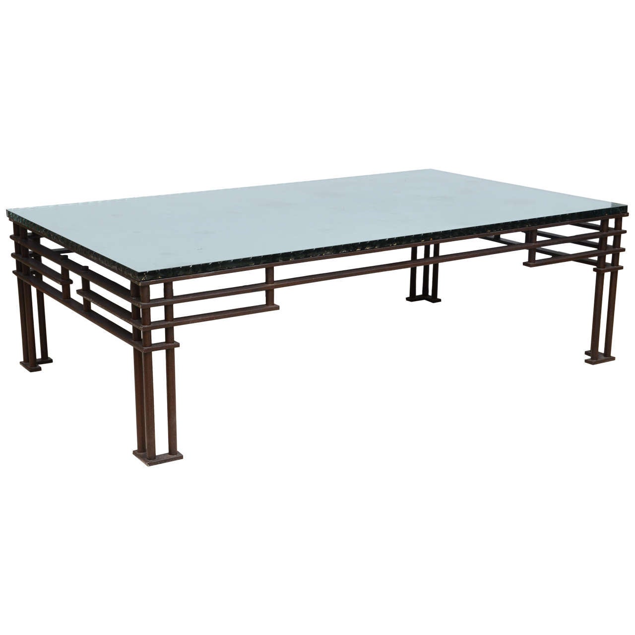 French Modern Iron and Mirrored Glass "Atilla" Low Table, Jean-Michel Wilmotte