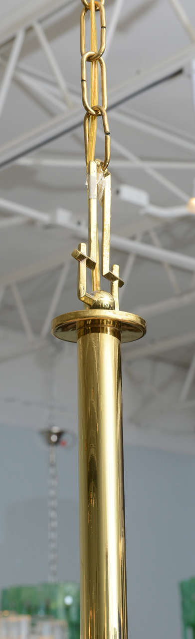 Italian Modern Brass and Glass Eight-Light Chandelier in the Manner of Stilnovo For Sale 5