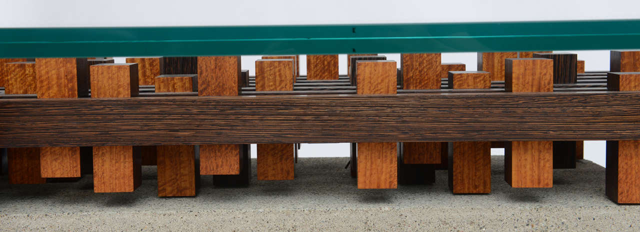 Italian Walnut and Concrete Glass Low Table Attributed to Giovanni Michelucci 1